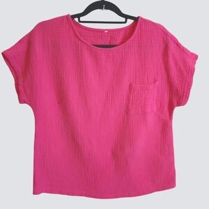 Barbie Pink Gauze blouse cropped Size large